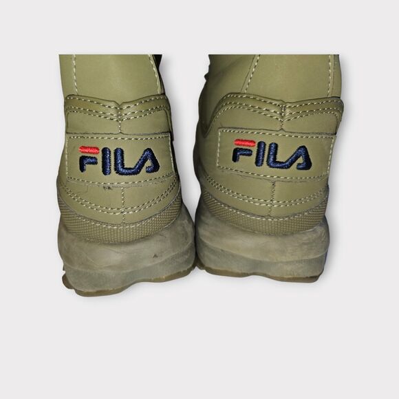 FILA Disruptor Comfy Shearling Boot Olive Green Leather Fur 9.5 Mens - Picture 13 of 16